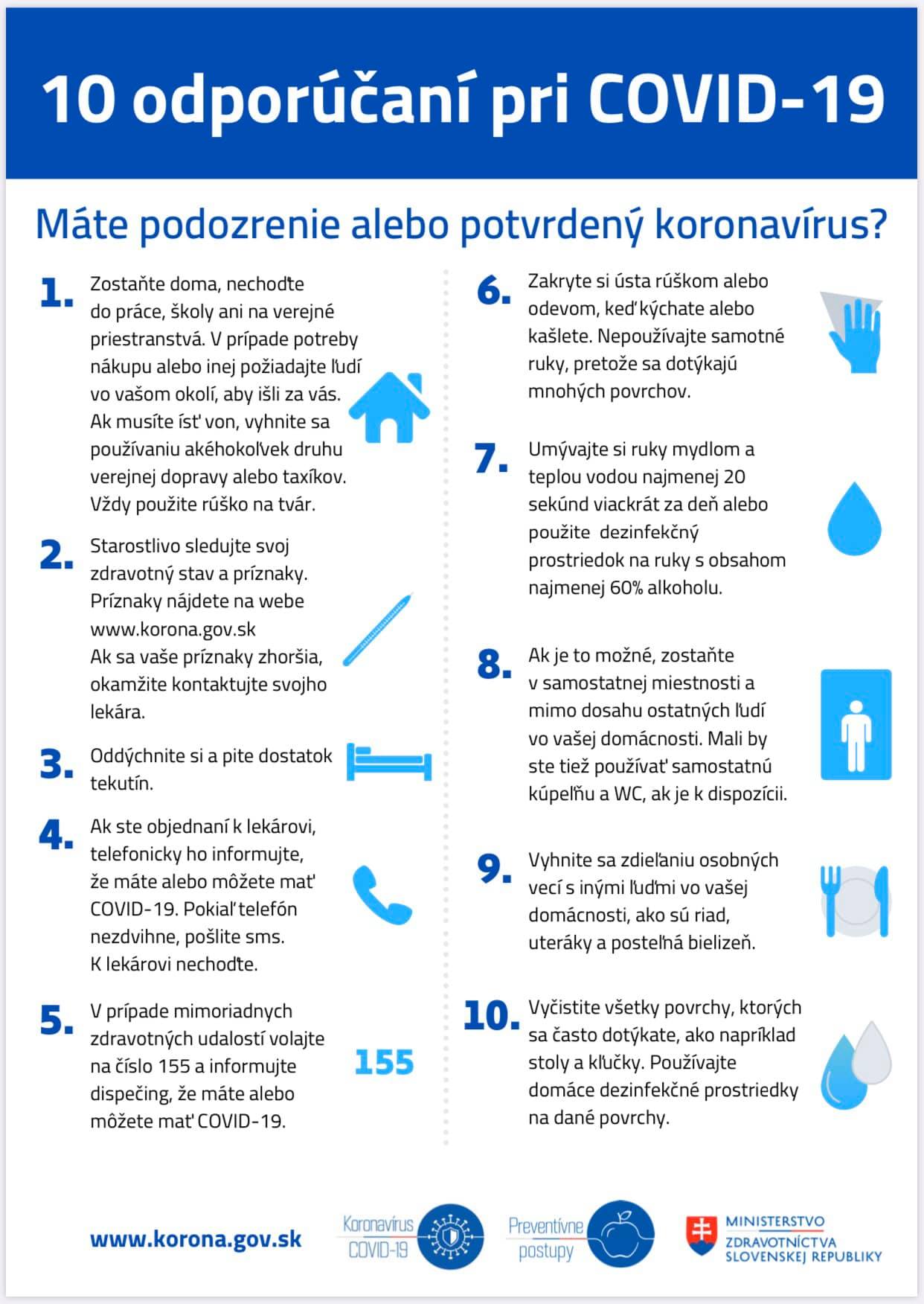 J10 odporúčaní pri ochorení COVID-19